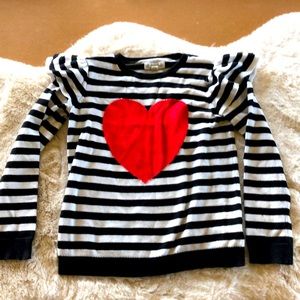Black & white striped sweater with red heart!